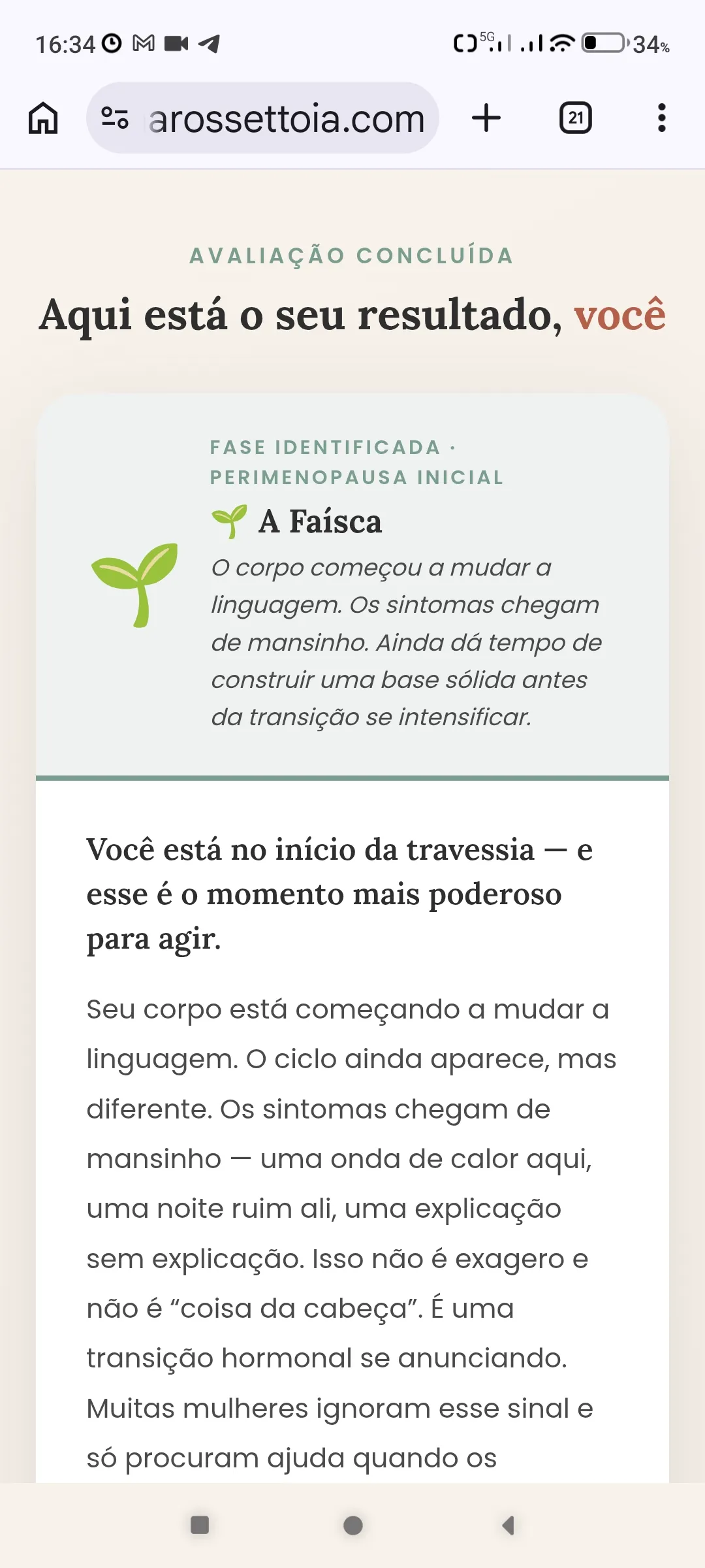 Resultado da fase — GPS da Menopausa